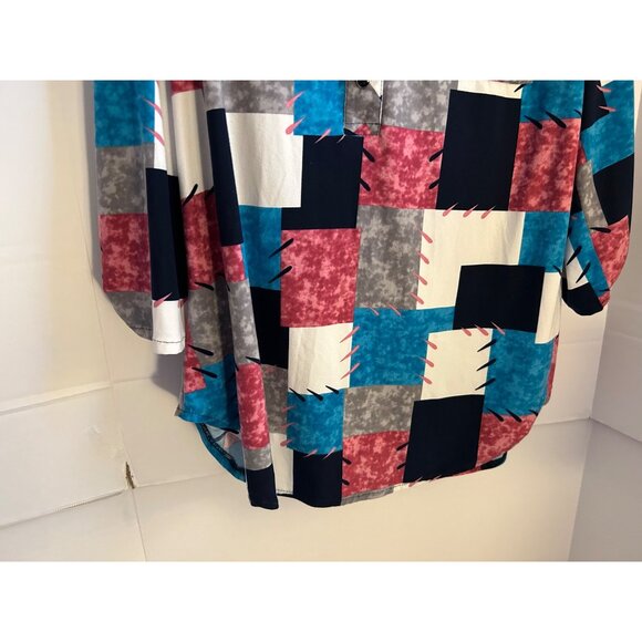 Ma-Ryś Catherine Women’s Blouse Top 46 XL Multicolor Patchwork Print Button Fron - Picture 7 of 10
